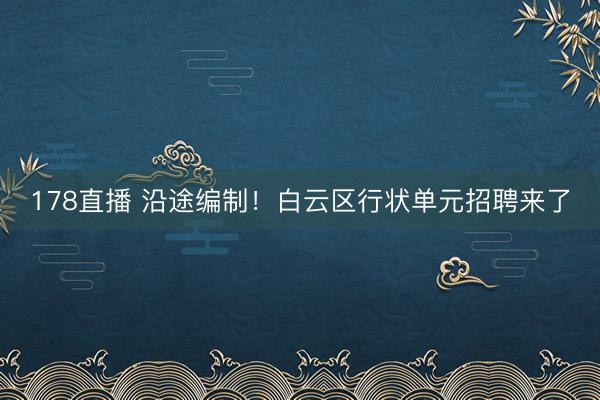 178直播 沿途编制！白云区行状单元招聘来了